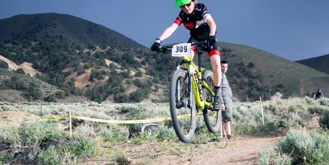 Middle school rider, Jackson, enjoying local race